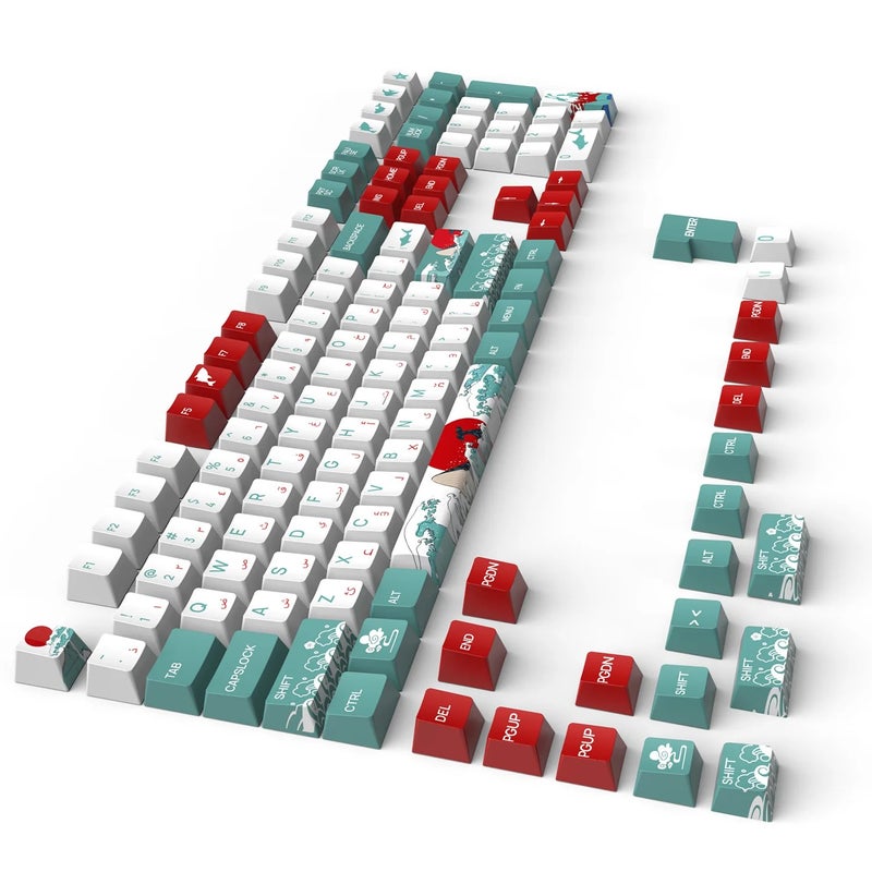 Bluejw X515 Cool Coral Sea Dye-Sub PBT Keycaps Set - Gaming Keyboard Keycaps for 61/68/84/87/96/98/104/108 Keys Mechanical Keyboards - Shark Keycap Included - Image 5